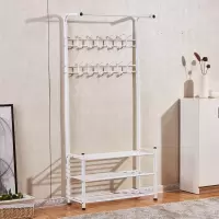 简约家用衣帽架落地挂衣架卧室经济型多功能衣鞋架现代铁艺置物架