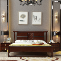 现代中式床1.8米双人床 新中式实木床 1.5米橡木主卧婚床卧室简约