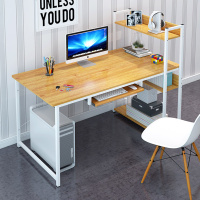 简约电脑台式桌带书架家用经济型书桌学生写字台卧室笔记本小桌子