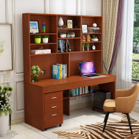 电脑台式桌简约家用实木环保经济型写字台组合带书柜书桌一体桌