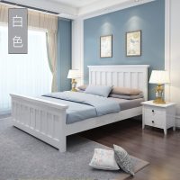 美式实木床1.8米白色双人床1.5米单人床简约现代乡村储物高箱床