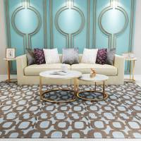 北欧铁艺大理石茶几简约现代金色圆形客厅组合小户型创意边几角几