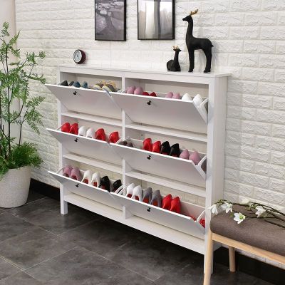 北欧简约现代17CM超薄鞋柜省空间汉尼斯大容量进窄翻斗鞋柜