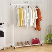 室内晾衣架落地单杆晒衣架卧室挂衣架阳台晾衣杆简易衣服架子家用 1米带轮白