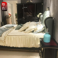 欧式床实木皮艺1.8米新古典艺术花双人床别墅婚床可定制家具