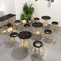 北欧桌椅三套件阳台小茶几餐台椅咖啡厅奶茶店桌椅组合简约大理石