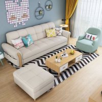 北欧风格布艺沙发乳胶简约现代小户型三人沙发床客厅组合家具套装