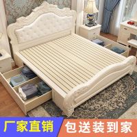 实木床双人床1.8米大床 现代欧美式家具1.5m高箱储物软包婚床主卧