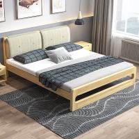 北欧实木床现代简约双人床1.8米经济型主卧1.5米1.2m软包单人床