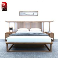 后现代新中式实木床禅意官帽床1.8米简约双人床婚床卧室家具定制