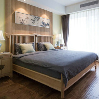 新中式实木双人床1.8简约现代禅意主卧婚床酒店民宿单床家具定制