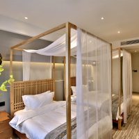 新中式实木床卧室架子床1.8米双人床酒店别墅民宿样板房家具定制