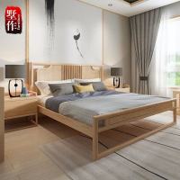 新中式实木床简约现代禅意双人床布艺床别墅主卧床婚床家具定制