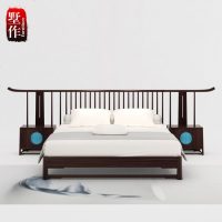 新中式禅意实木床 简约现代中式艺术酒店样板房大床卧室家具定制