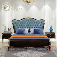 欧式床1.8米双人床公主床法式皮艺床后现代轻奢床实木花婚床