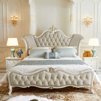 欧式床实木床轻奢 婚床新古典简约双人床1.8米美式主卧真皮床