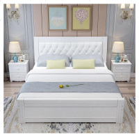  简约现代实木床1.2.5.8米单双人床带软靠背主次卧床经济型