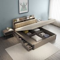 北欧床 现代简约卧室双人床 主卧1.5米1.8米婚床高箱储物床榻榻米