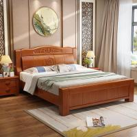 实木床双人床高箱储物床简约现代中式床1.5米 1.8米床主卧床