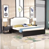 新中式禅意床中式卧室双人布艺大床1.8新古典婚床1.5米床家具定制