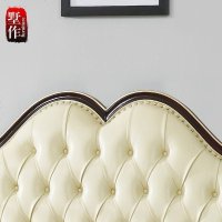 欧式田园新古典公主床韩式轻奢 简约实木皮床卧室婚床双人小户型