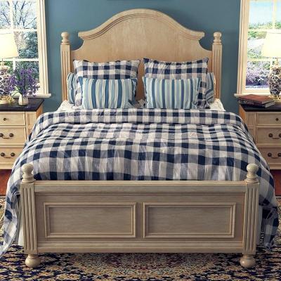 美式复古做旧实木床 1.5米单人床成人卧室家具1.8m双人床工厂直销