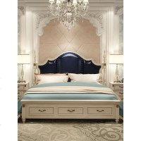 美式床 实木床欧式床简欧双人床1.8米主卧现代简约高箱储物床家具