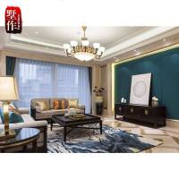 新中式客厅实木布艺沙发组合现代简约别墅酒店样板房禅意家具定制