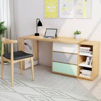 北欧创意可旋转书桌电脑桌现代简约写字台办公桌书房家具套装组合