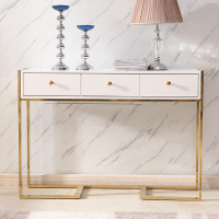 后现代书桌办公桌写字台家用现代简约不锈钢轻奢书房家具套装组合