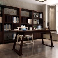 新中式书桌书房成套家具实木禅意办公写字台样板间书桌+书椅组合