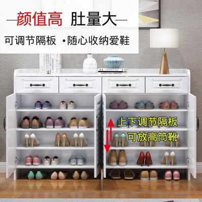 鞋柜现代简约玄关厅柜白色家用鞋柜大容量口收纳储物柜实木色