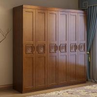 新中式实木衣柜现代简约三四五大小衣橱卧室原木储物柜子经济型