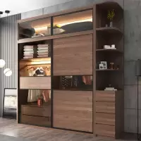 推拉衣柜简约现代经济型组装实木质2移卧室整体家用大衣橱