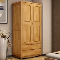 新中式实木衣柜二 2开 现代卧室橡木收纳储物衣橱1米小户型