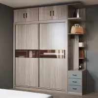 北欧家用衣柜简约现代卧室整体组装柜子木质23移推拉衣柜