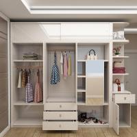 现代简约推拉衣柜经济型板式移卧室整体组装实木衣橱