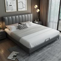 北欧皮床真皮床1.8米双人床现代简约主卧婚床港式轻奢ins网红床