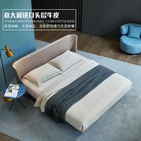 意式极简皮床 小户型现代简约双人床主卧婚床北欧ins网红床真皮床