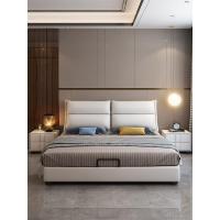 皮床真皮床主卧简约现代ins网红床轻奢软床北欧双人床吵架分手床