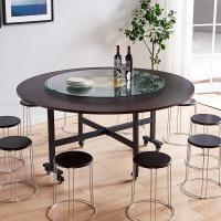 折叠桌餐桌家用大圆桌圆形桌面多功能可移动吃饭桌小户型简易桌子