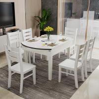 餐桌家用小户型圆桌多功能桌子可伸缩折叠餐桌椅组合现代简约饭桌