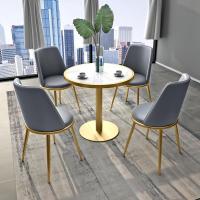 北欧大理石阳台桌椅休闲小圆桌会客餐桌椅组合休息区接待桌洽谈桌