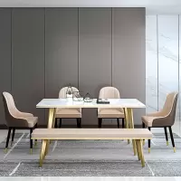 现代简约大理石餐桌椅长凳组合轻奢北欧餐桌小户型家用长方形饭桌