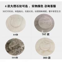 大理石圆餐桌带转盘家用饭桌子北欧实木餐桌椅组合圆形桌现代简约