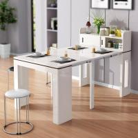 家用折叠餐桌椅组合简约小户型多功能可伸缩吃饭桌长方形桌子隐形