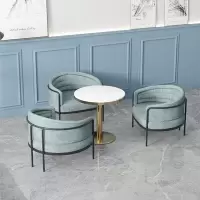 北欧轻奢大理石洽谈桌椅组合简约小圆桌餐饮休闲餐桌售楼处接待桌