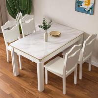 大理石餐桌椅组合现代简约实木餐桌家用小户型长方形面吃饭桌子