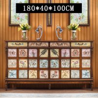 美式实木鞋柜家用口彩绘复古鞋柜彩色收纳柜客厅玄关柜储物柜