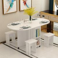 简易多功能圆形折叠餐桌椅组合餐桌小户型家用可移动简约4人饭桌